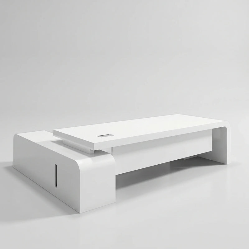 Halcyon · White L-Shaped Executive Desk