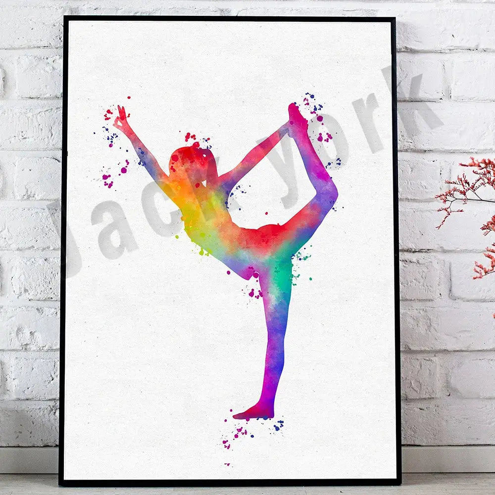 Dance king yoga print set of 6 rainbow watercolor posters bedroom art