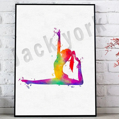 Dance king yoga print set of 6 rainbow watercolor posters bedroom art