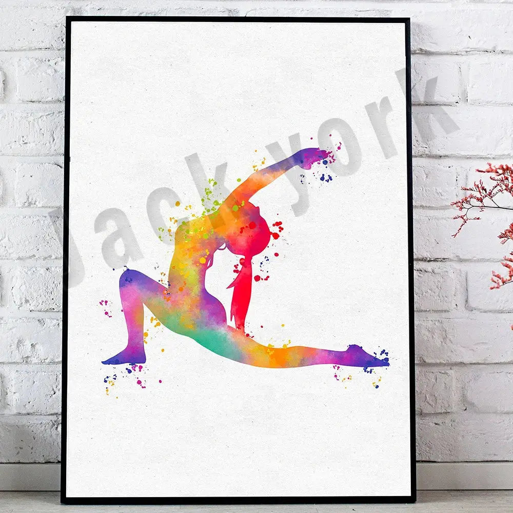 Dance king yoga print set of 6 rainbow watercolor posters bedroom art