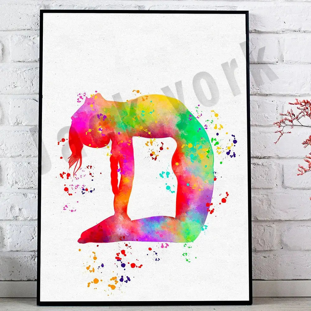 Dance king yoga print set of 6 rainbow watercolor posters bedroom art
