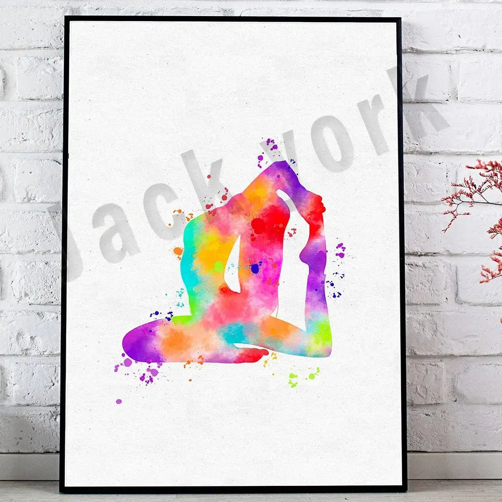 Dance king yoga print set of 6 rainbow watercolor posters bedroom art
