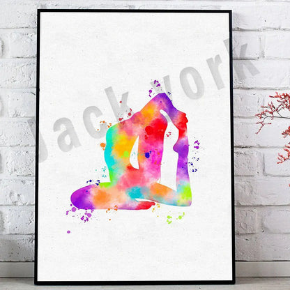 Dance king yoga print set of 6 rainbow watercolor posters bedroom art