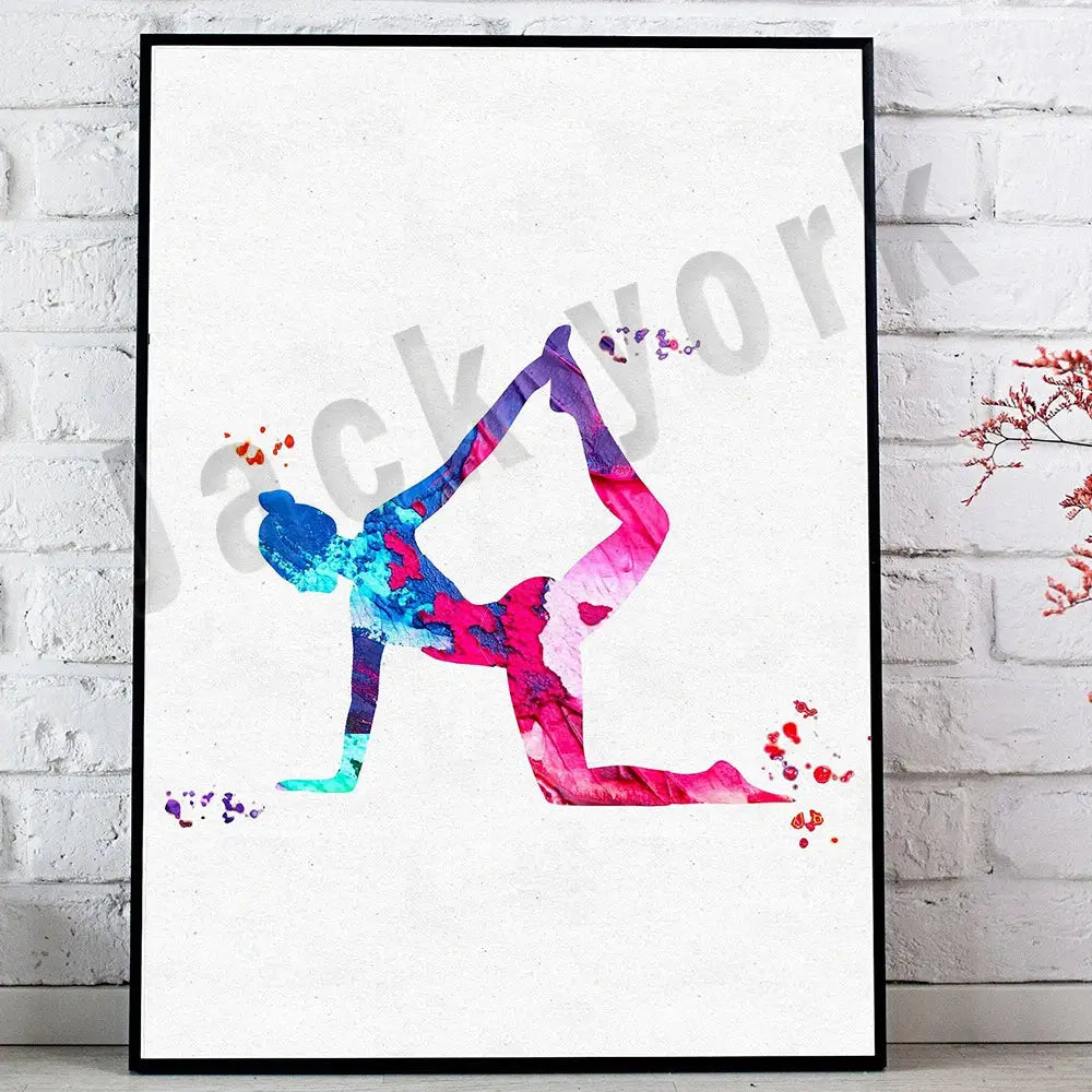 Dance king yoga print set of 6 rainbow watercolor posters bedroom art