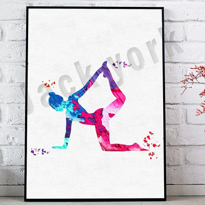 Dance king yoga print set of 6 rainbow watercolor posters bedroom art