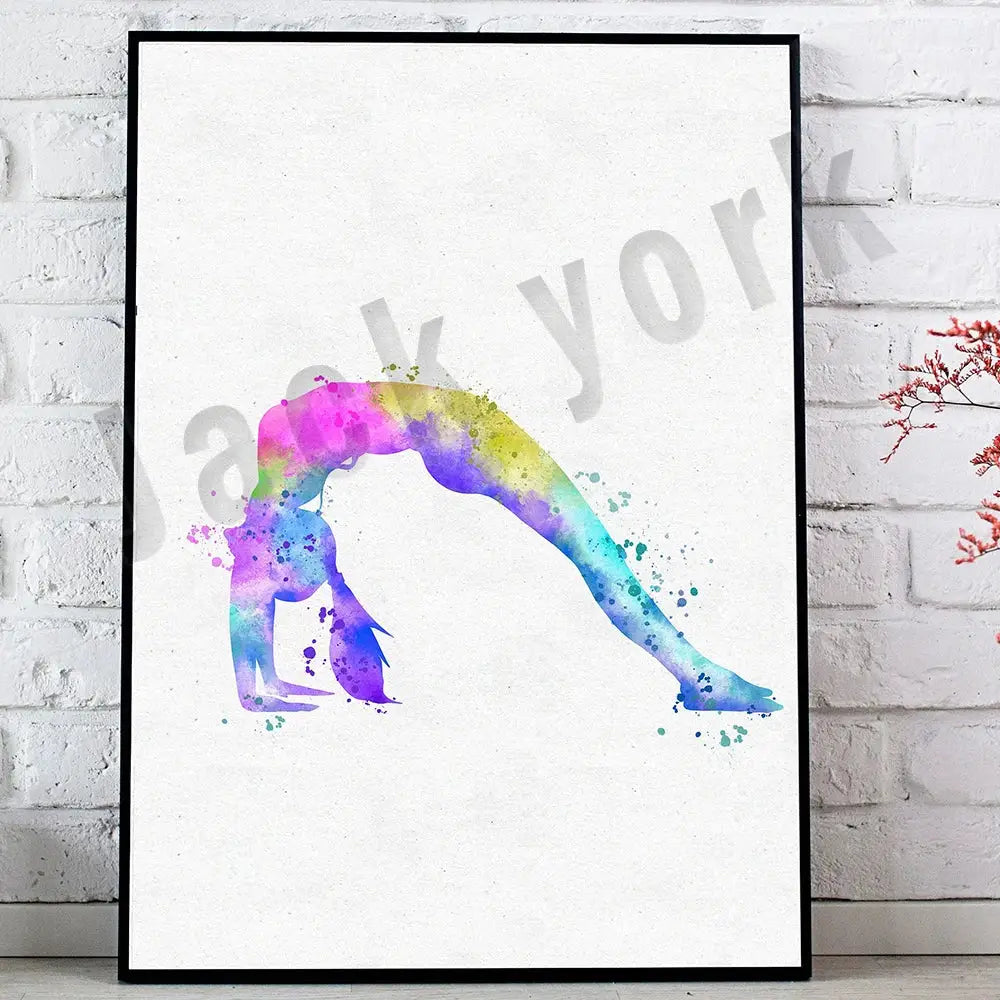Dance king yoga print set of 6 rainbow watercolor posters bedroom art