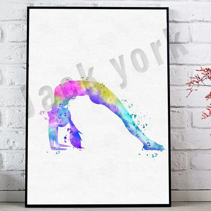 Dance king yoga print set of 6 rainbow watercolor posters bedroom art