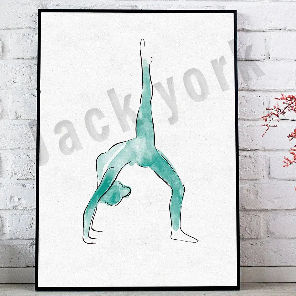 Dance king yoga print set of 6 rainbow watercolor posters bedroom art
