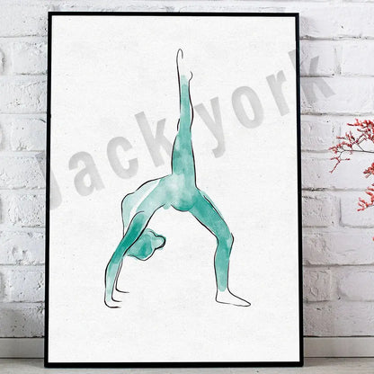 Dance king yoga print set of 6 rainbow watercolor posters bedroom art