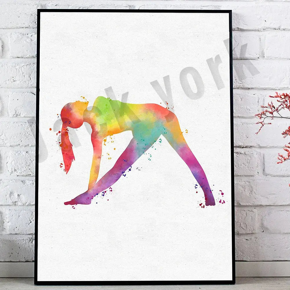 Dance king yoga print set of 6 rainbow watercolor posters bedroom art
