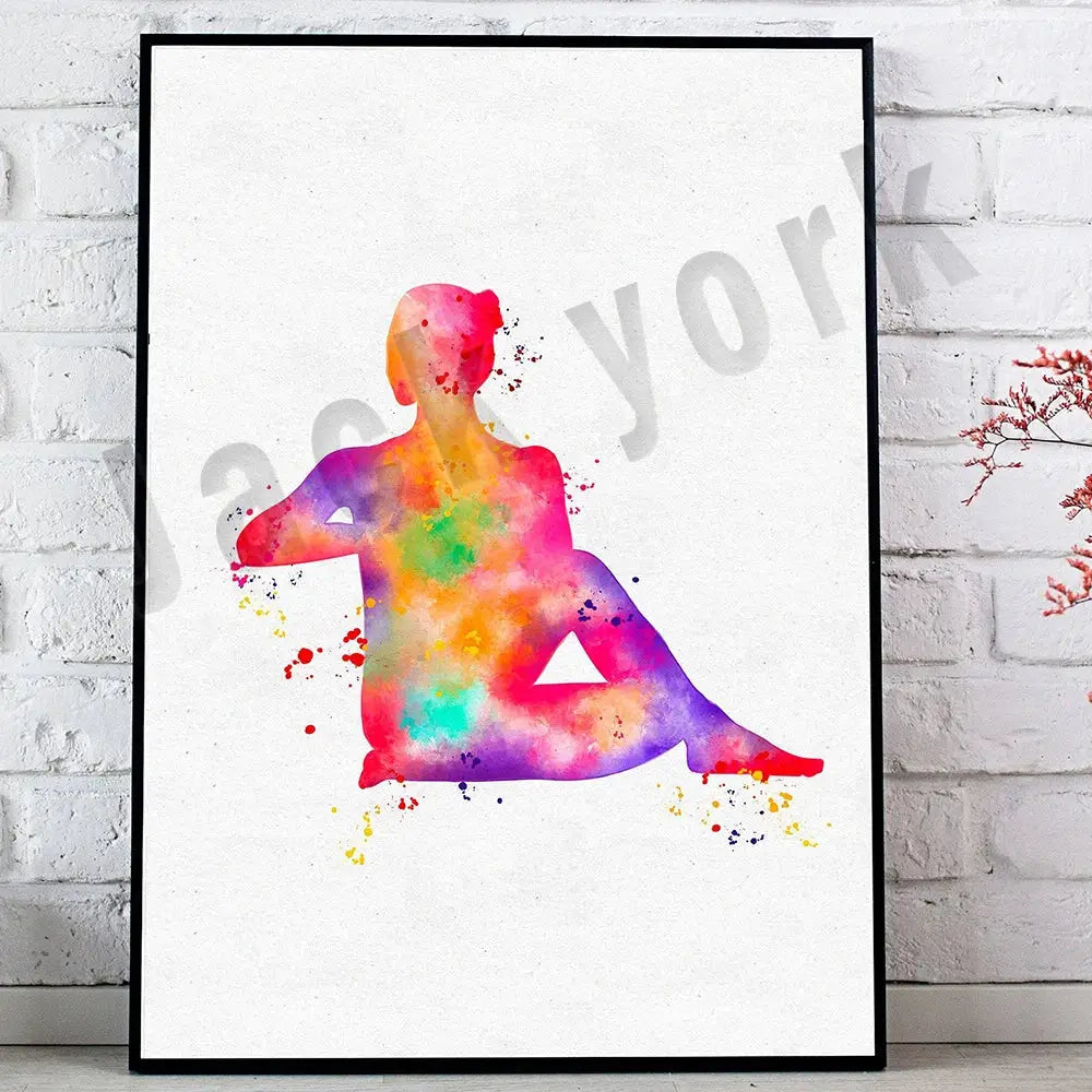 Dance king yoga print set of 6 rainbow watercolor posters bedroom art
