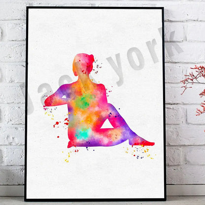 Dance king yoga print set of 6 rainbow watercolor posters bedroom art