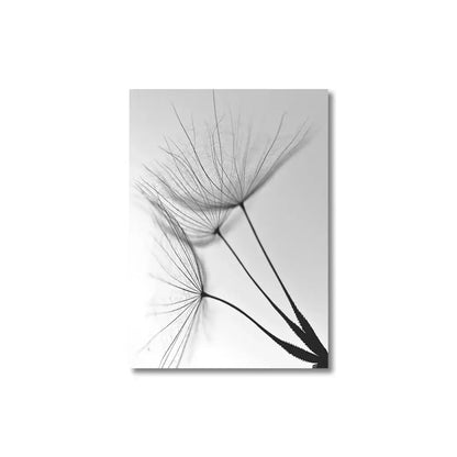 Modern black & white dandelion canvas wall art 3 piece set living room