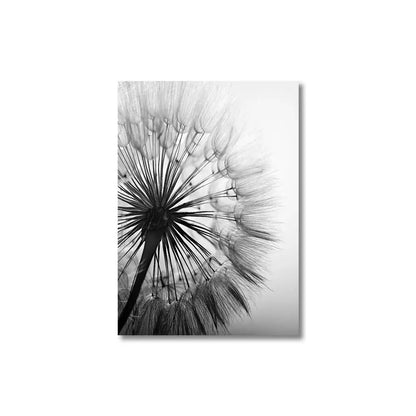 Modern black & white dandelion canvas wall art 3 piece set living room