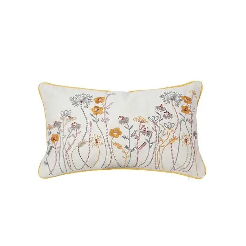 Dandelion floral yellow & gray pillow cover living room decor