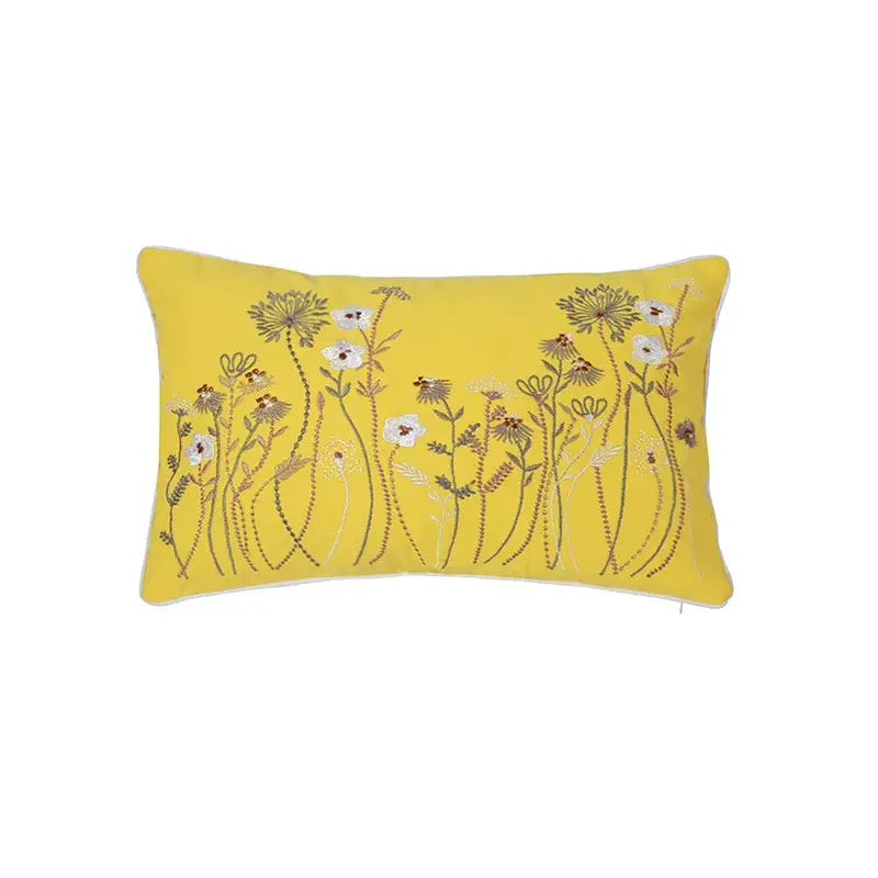Dandelion floral yellow & gray pillow cover living room decor