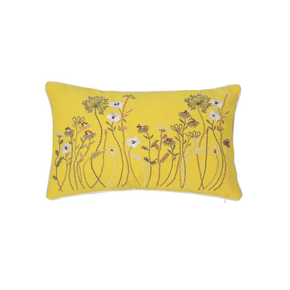Dandelion floral yellow & gray pillow cover living room decor
