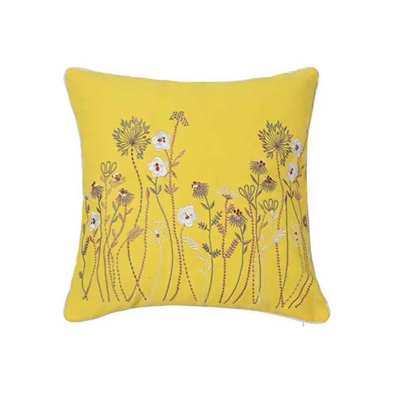 Dandelion floral yellow & gray pillow cover living room decor