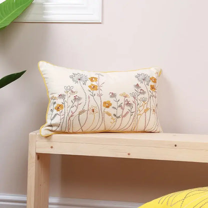 Dandelion floral yellow & gray pillow cover living room decor