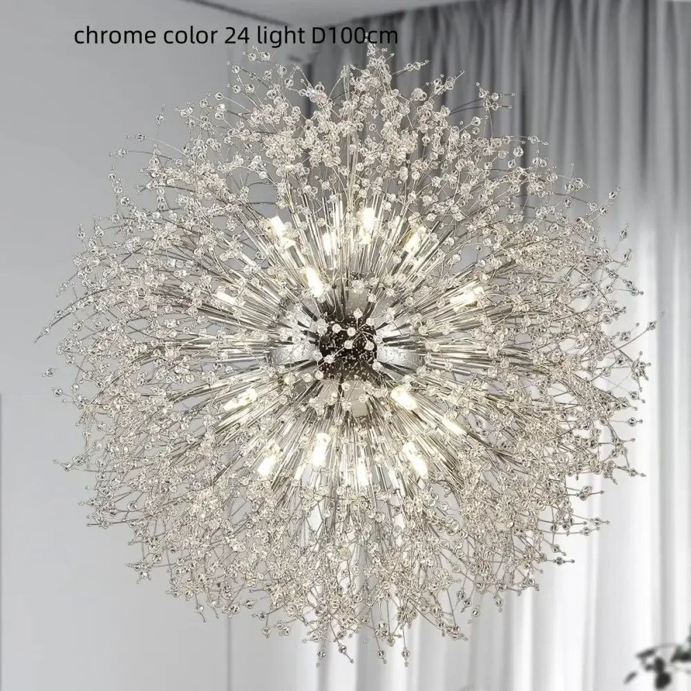 Dandelion gold & chrome chandelier dining room crystal pendant light