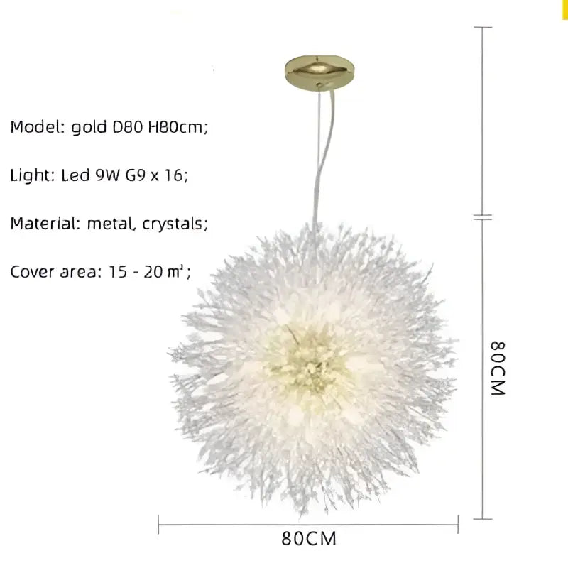 Dandelion gold & chrome chandelier dining room crystal pendant light