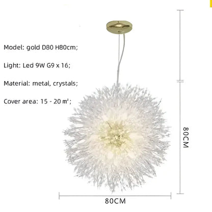 Dandelion gold & chrome chandelier dining room crystal pendant light