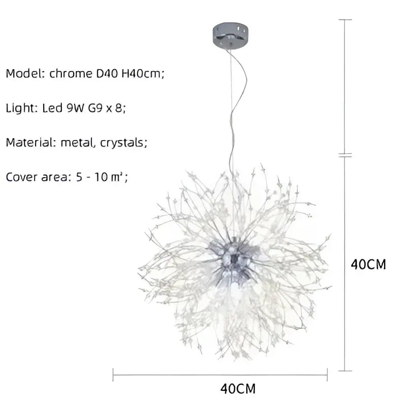 Dandelion gold & chrome chandelier dining room crystal pendant light