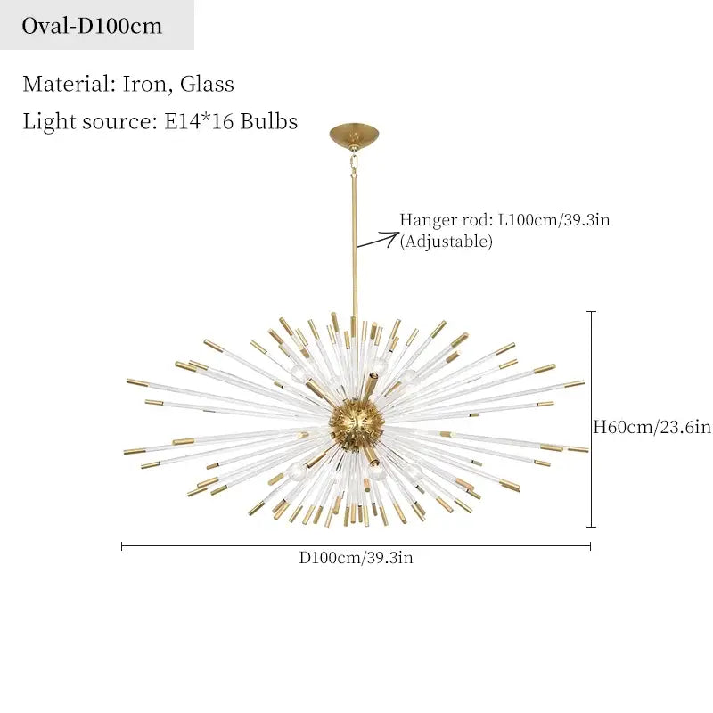 Dandelion golden ball starburst chandelier gold & white dining room