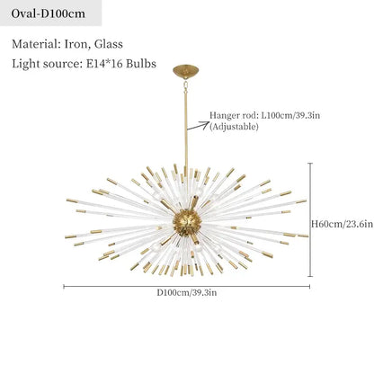 Dandelion golden ball starburst chandelier gold & white dining room