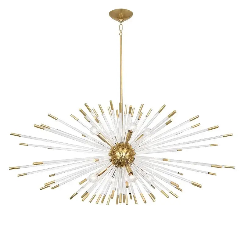 Dandelion golden ball starburst chandelier gold & white dining room
