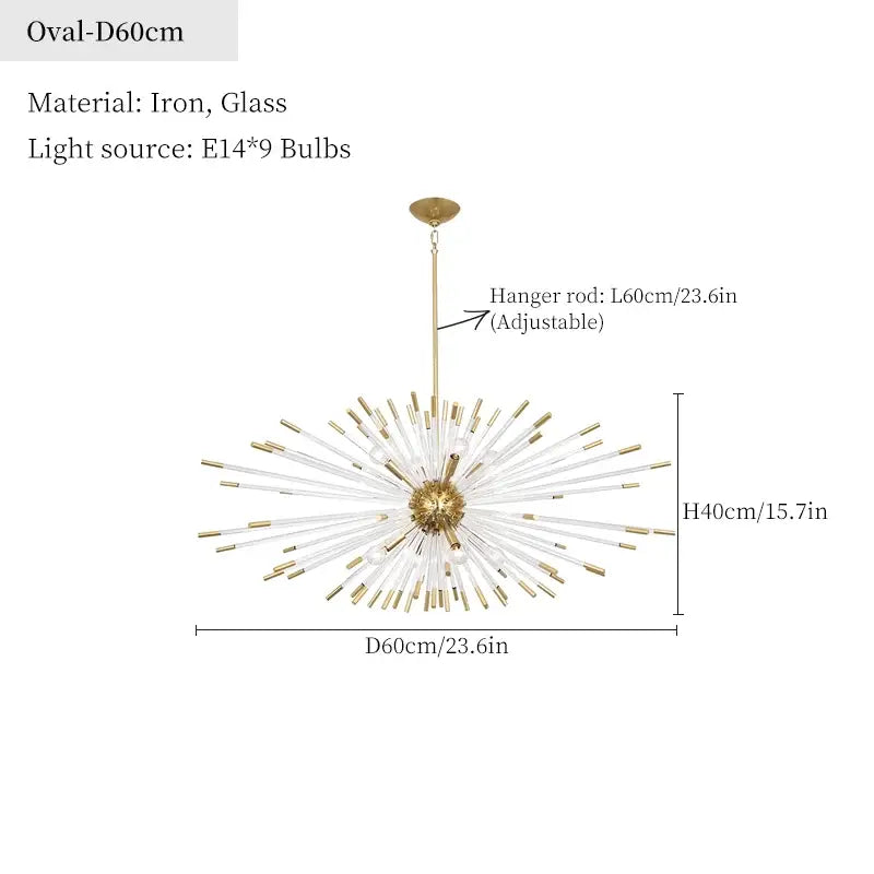 Dandelion golden ball starburst chandelier gold & white dining room