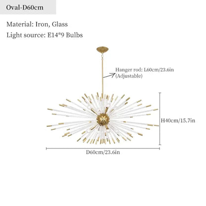 Dandelion golden ball starburst chandelier gold & white dining room
