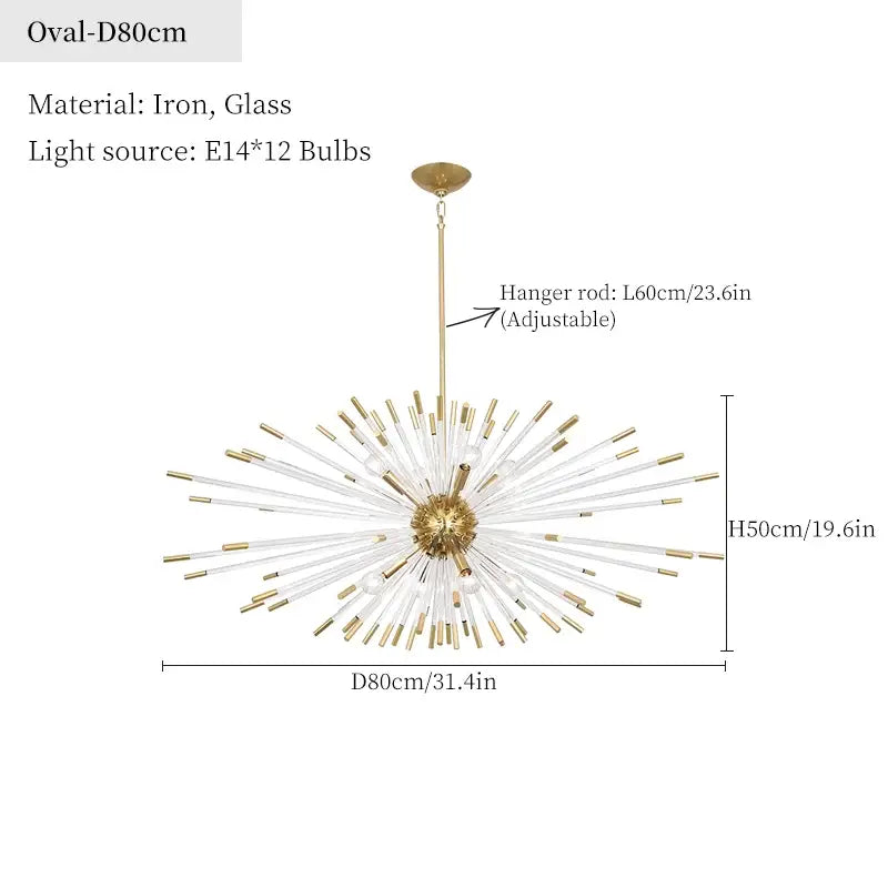 Dandelion golden ball starburst chandelier gold & white dining room