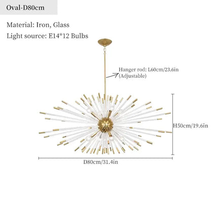 Dandelion golden ball starburst chandelier gold & white dining room