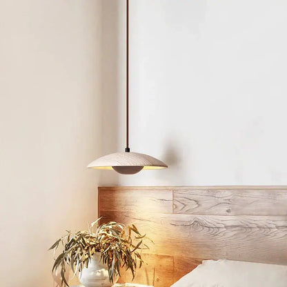 Danish cream stone wood chandelier bedroom pendant light