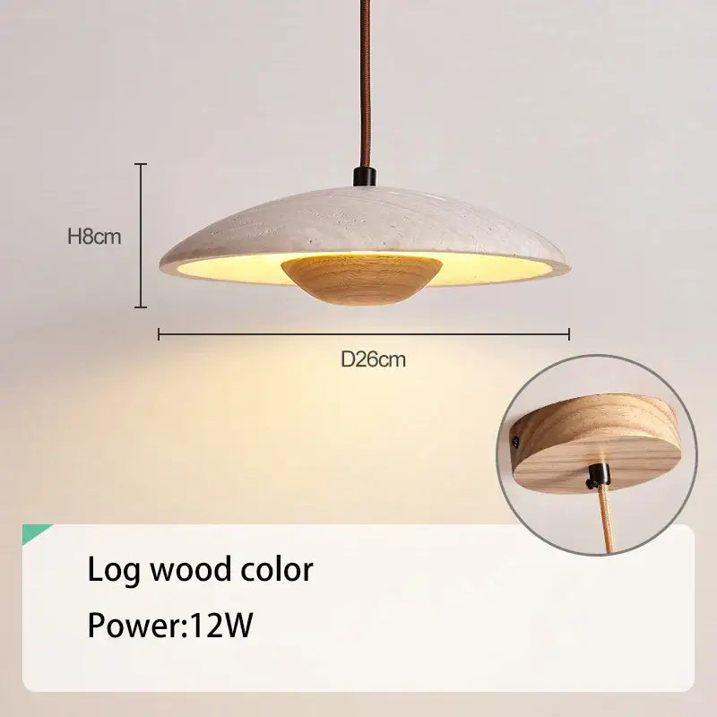 Danish cream stone wood chandelier bedroom pendant light