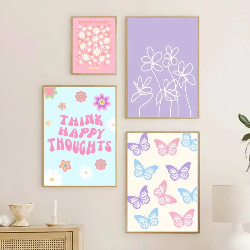 DecorBites™ Danish Pastel Flower Canvas Wall Art