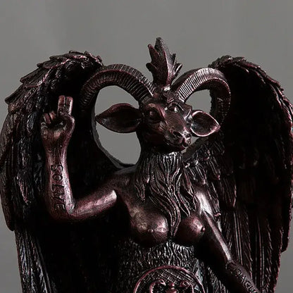 Dark bronze baphomet horned devil statue office gothic decor
