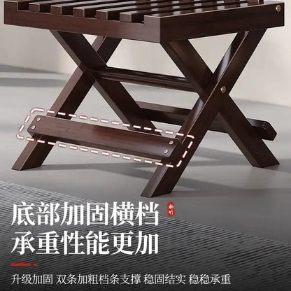 Dark brown bamboo low stool folding living room chair