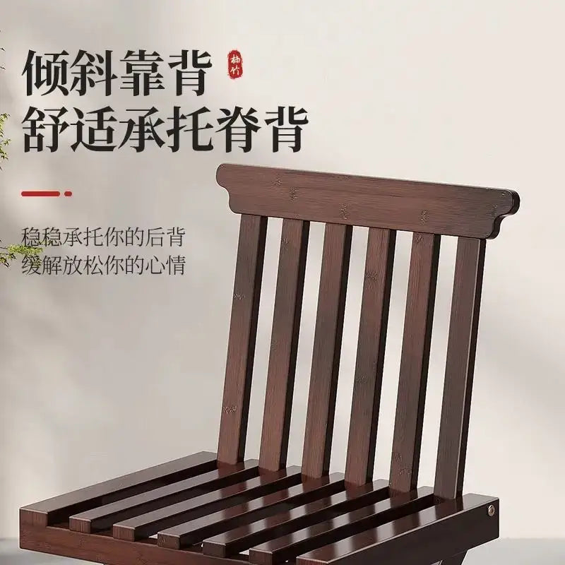 Dark brown bamboo low stool folding living room chair
