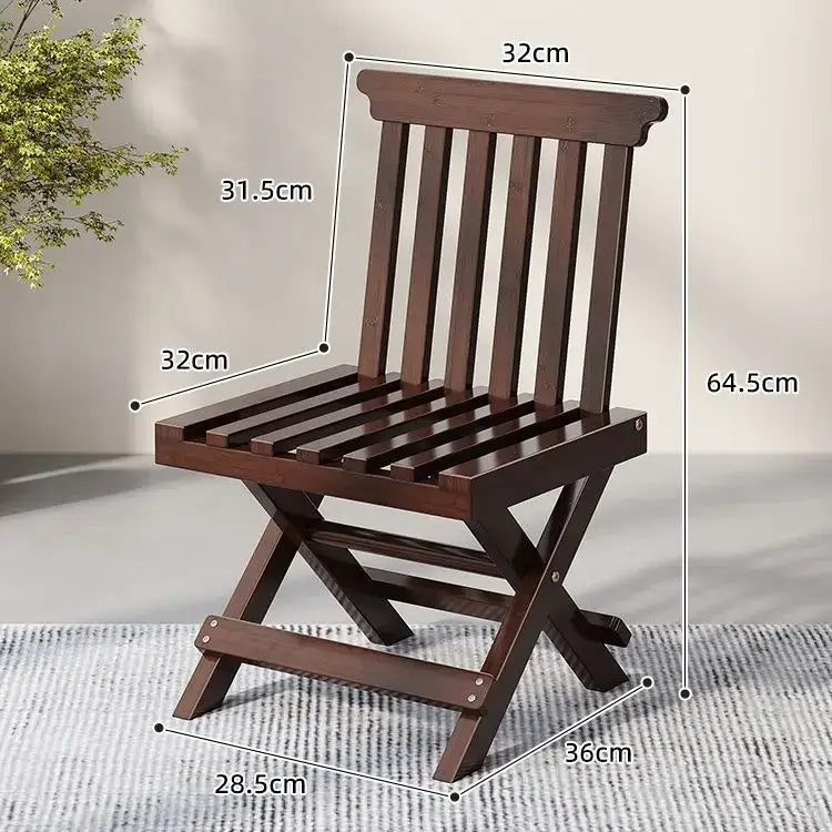 Dark brown bamboo low stool folding living room chair