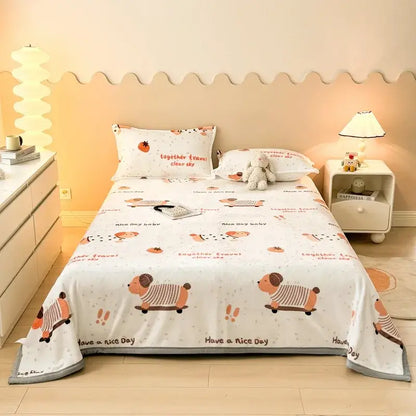 Dark gray cartoon print flannel sofa cover – living room blanket