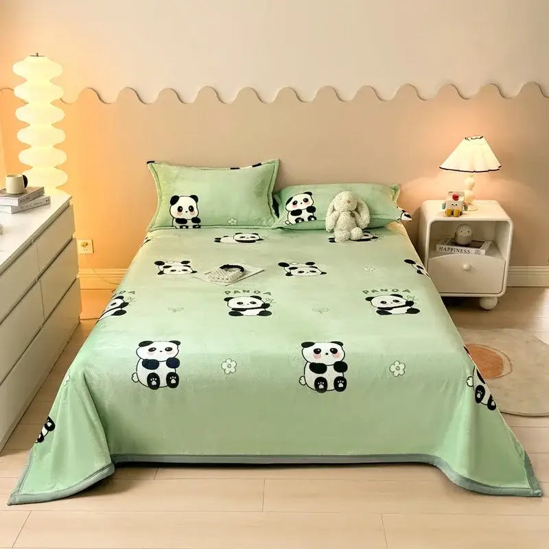 Dark gray cartoon print flannel sofa cover – living room blanket