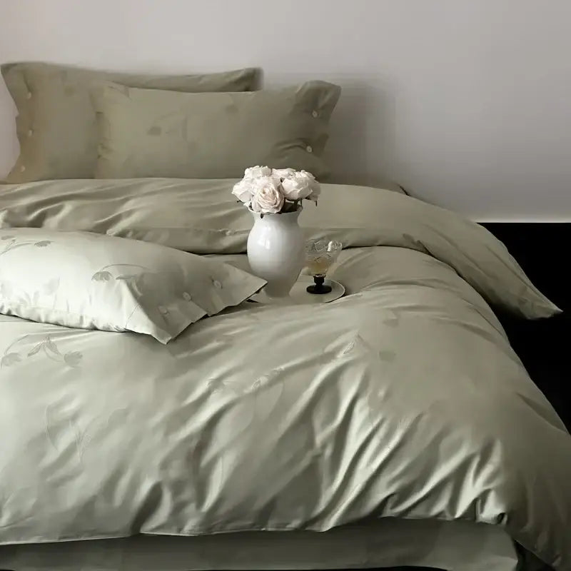 Dark gray egyptian cotton bedding set bedroom floral embroidery