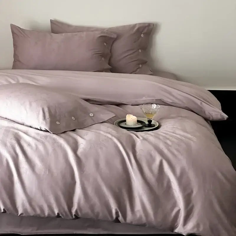Dark gray egyptian cotton bedding set bedroom floral embroidery