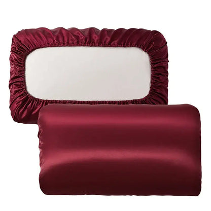 Dark gray imitation silk elastic band pillowcase set bedroom bedding