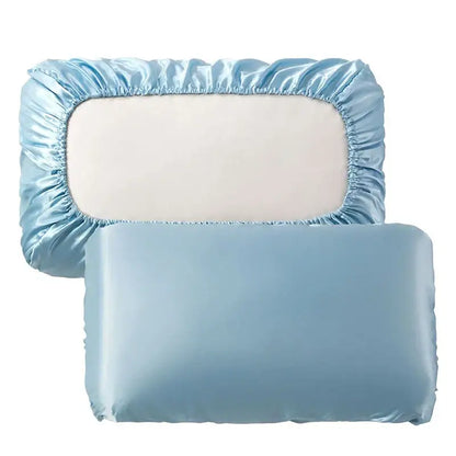 Dark gray imitation silk elastic band pillowcase set bedroom bedding