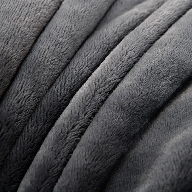 Dark gray & light gray cozy flannel blanket living room sofa cover