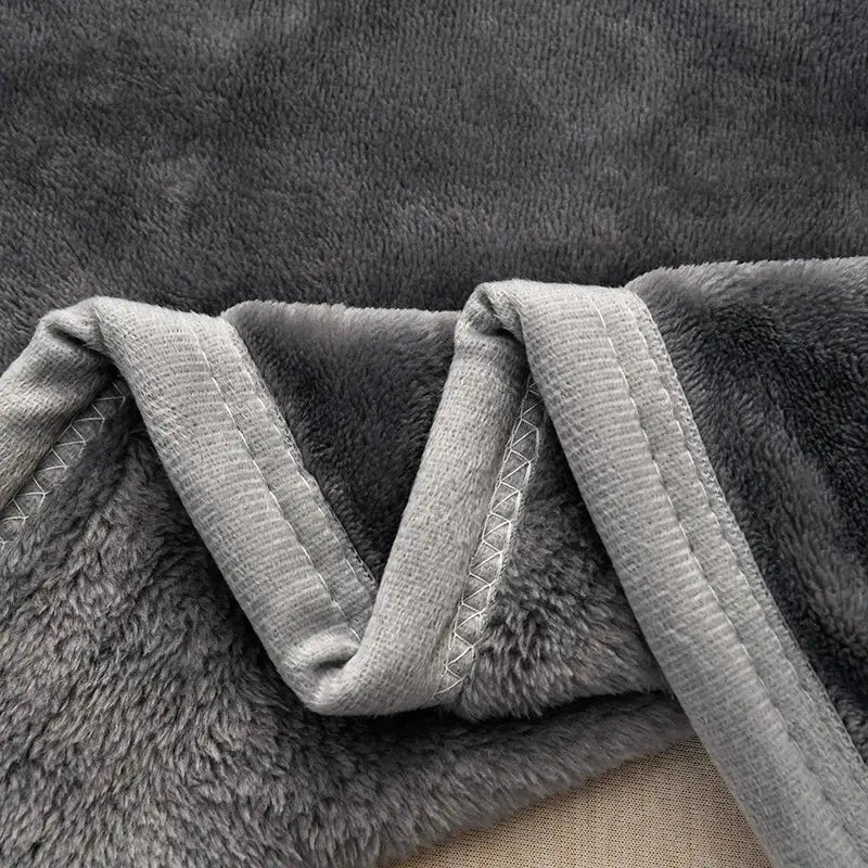 Dark gray & light gray cozy flannel blanket living room sofa cover