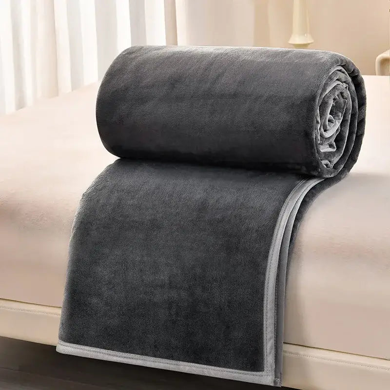 Dark gray & light gray cozy flannel blanket living room sofa cover